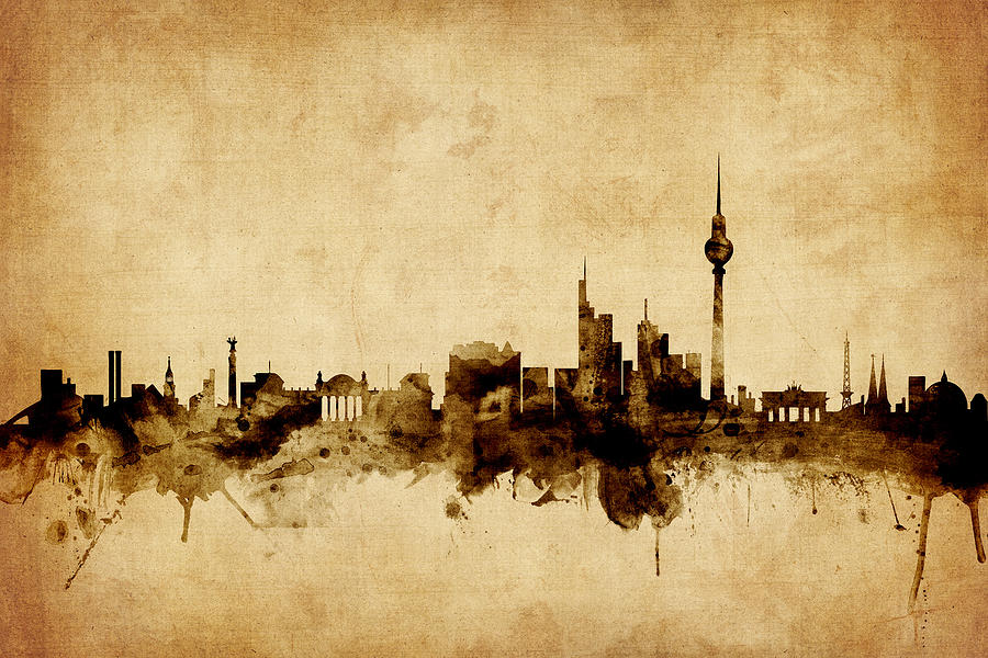 City Skyline Digital Art - Berlin Germany Skyline by Michael Tompsett