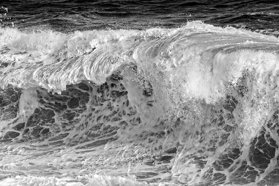 Black and White Large Waves Near Pemaquid Point On The Coast Of  #6 Photograph by Keith Webber Jr