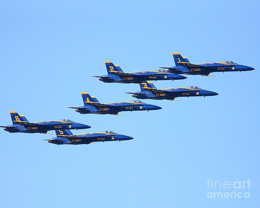 6 Blue Angels jetting through the sky Photograph by Wingsdomain Art and Photography