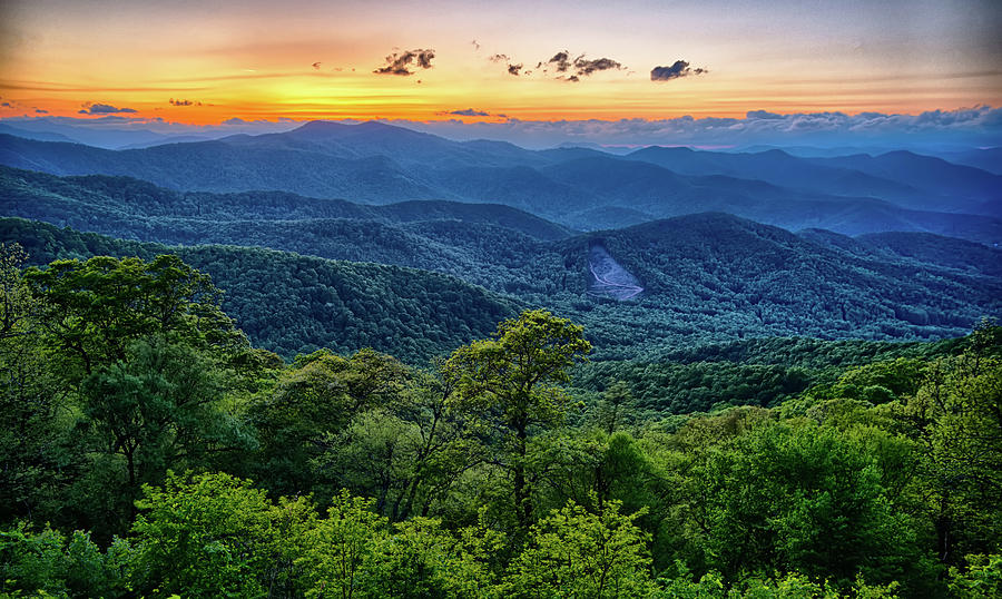 Blue Ridge Parkway summer Appalachian Mountains Sunset #6 Photograph by Alex Grichenko