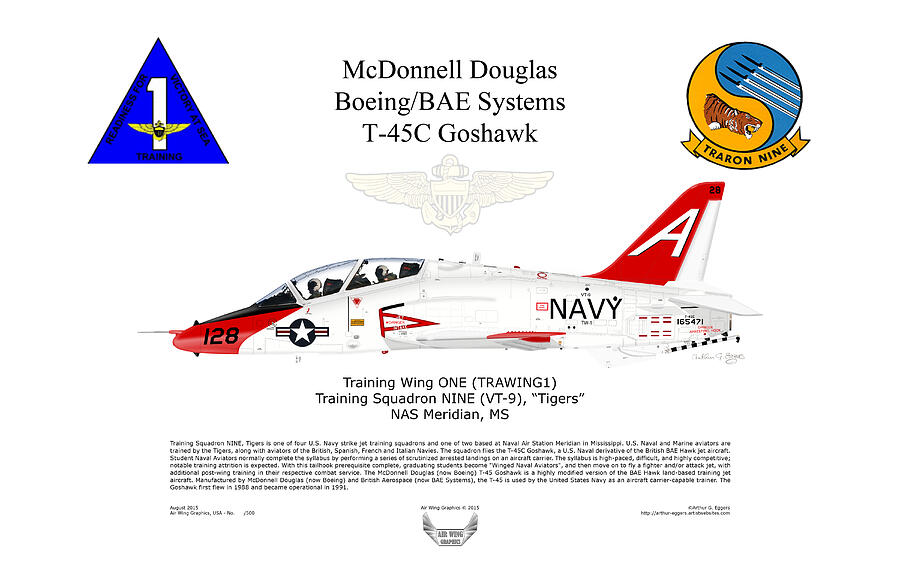 Boeing Digital Art - Boeing BAE Systems T-45C Goshawk VT9 by Arthur Eggers