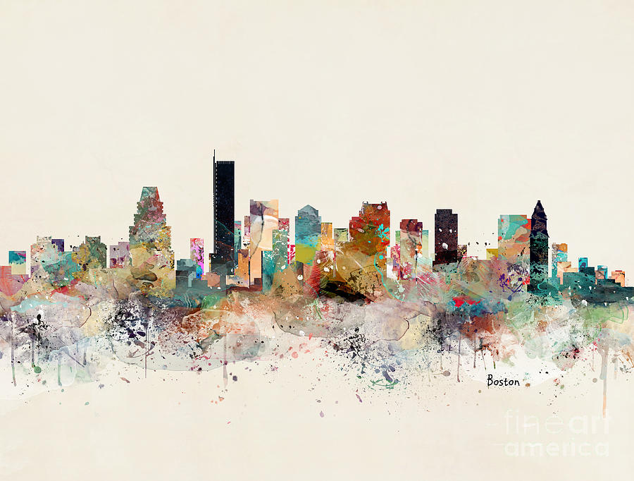 Skyline Painting - Boston City Skyline #6 by Bri Buckley