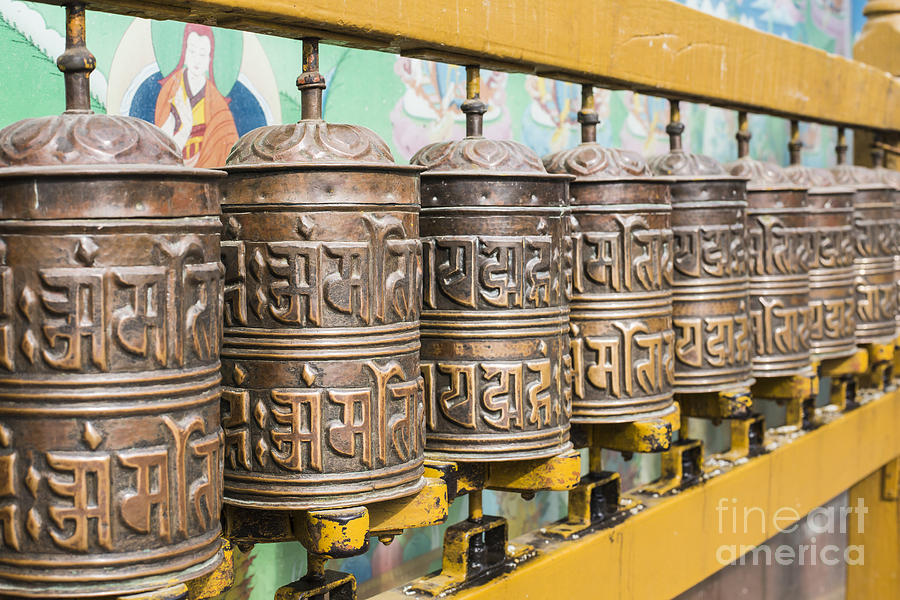 Buddhist Prayer Wheels, Kathmandu, Nepal. Photograph