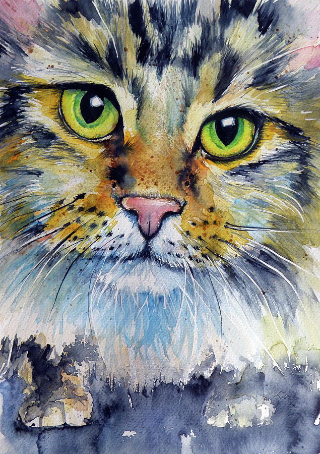 Cat #6 Painting by Kovacs Anna Brigitta