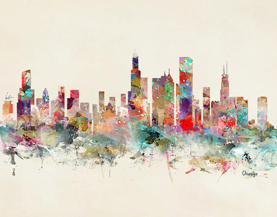 Chicago City Skyline #6 Painting by Bri Buckley