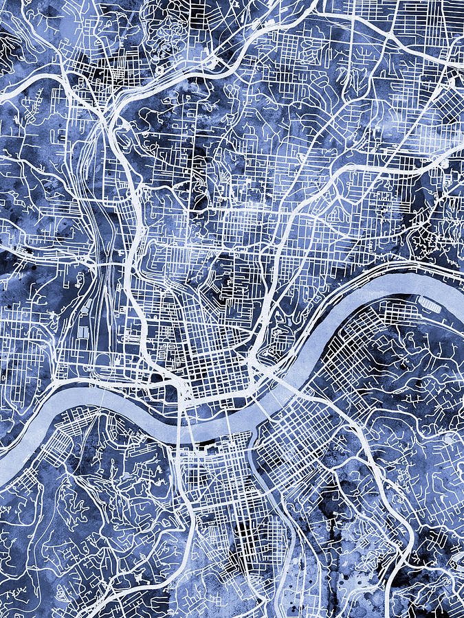 Cincinnati Ohio City Map #6 Digital Art by Michael Tompsett