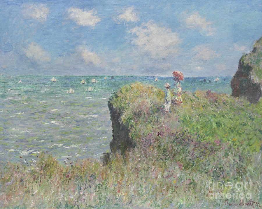 Claude Monet Painting - Cliff Walk at Pourville by Claude Monet