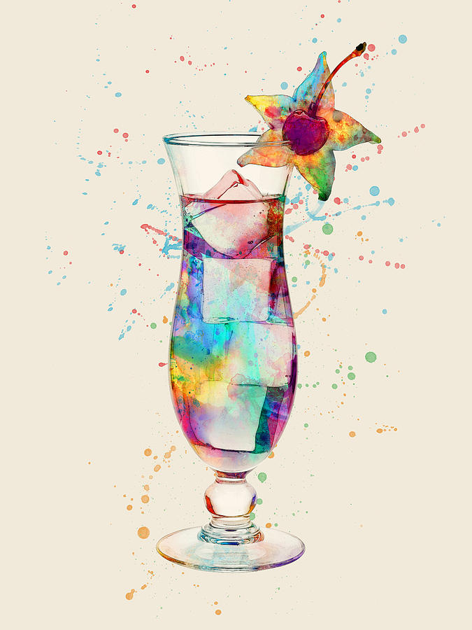 Martini Digital Art - Cocktail Drinks Glass Watercolor #6 by Michael Tompsett