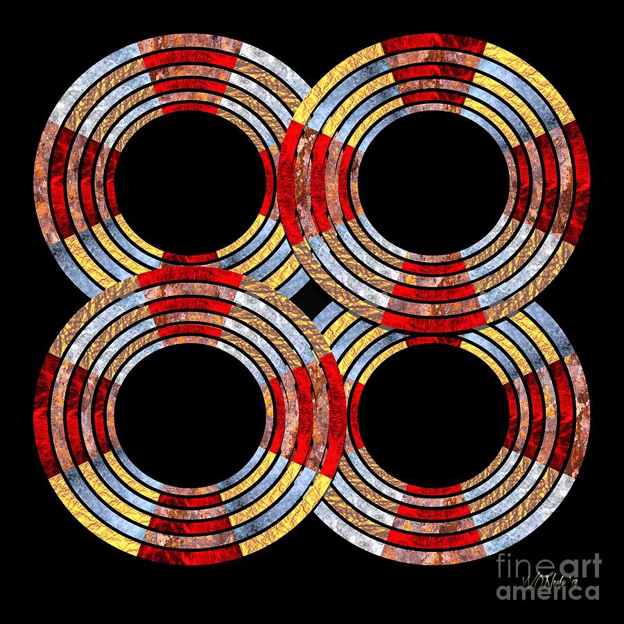 Pattern Digital Art - 6 Concentric Rings x 4 by Walter Neal
