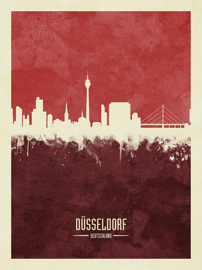 Dusseldorf Germany Skyline #6 Digital Art by Michael Tompsett