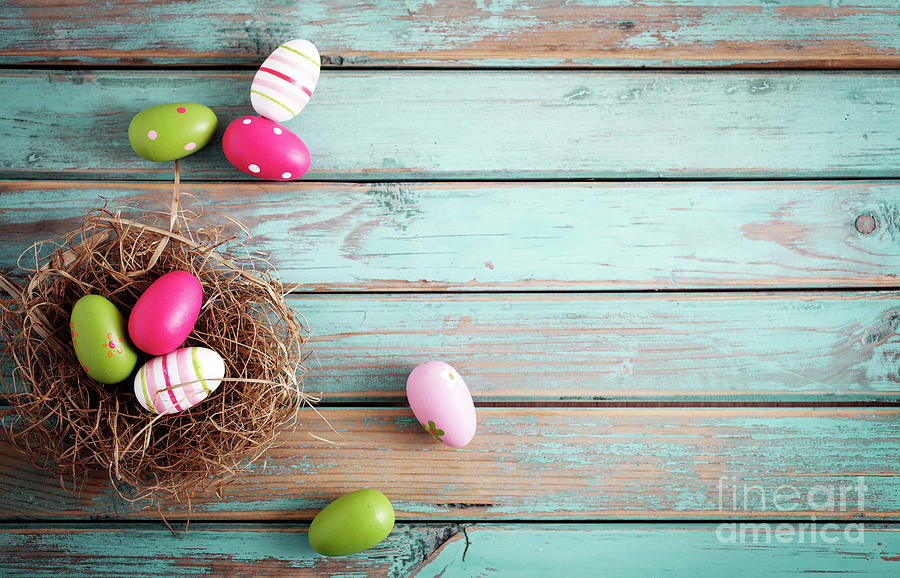Easter Photograph - Easter egg background #6 by Kati Finell