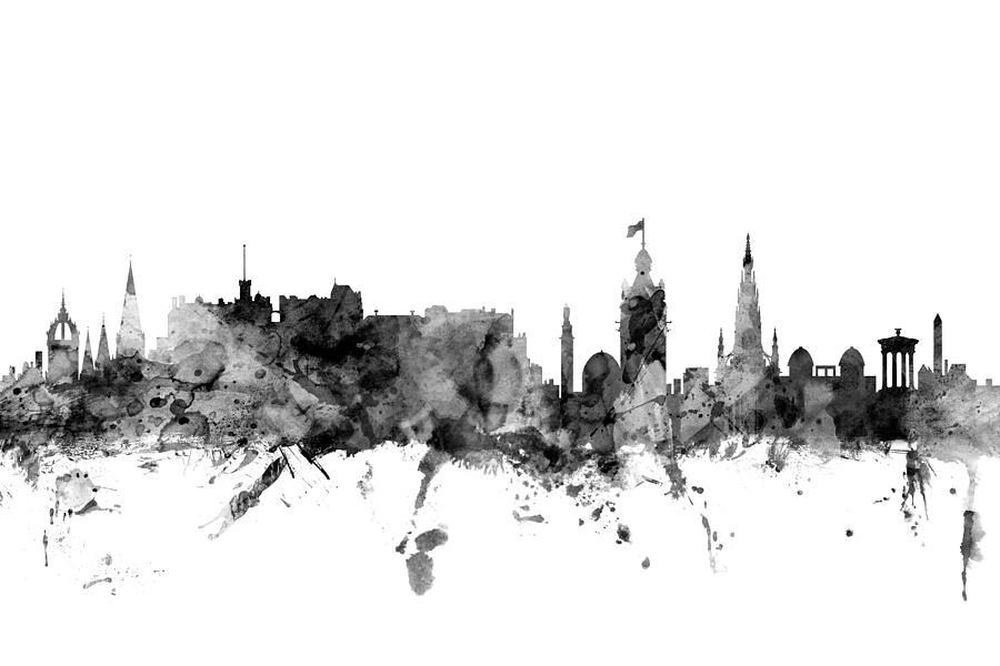 City Digital Art - Edinburgh Scotland Skyline #6 by Michael Tompsett