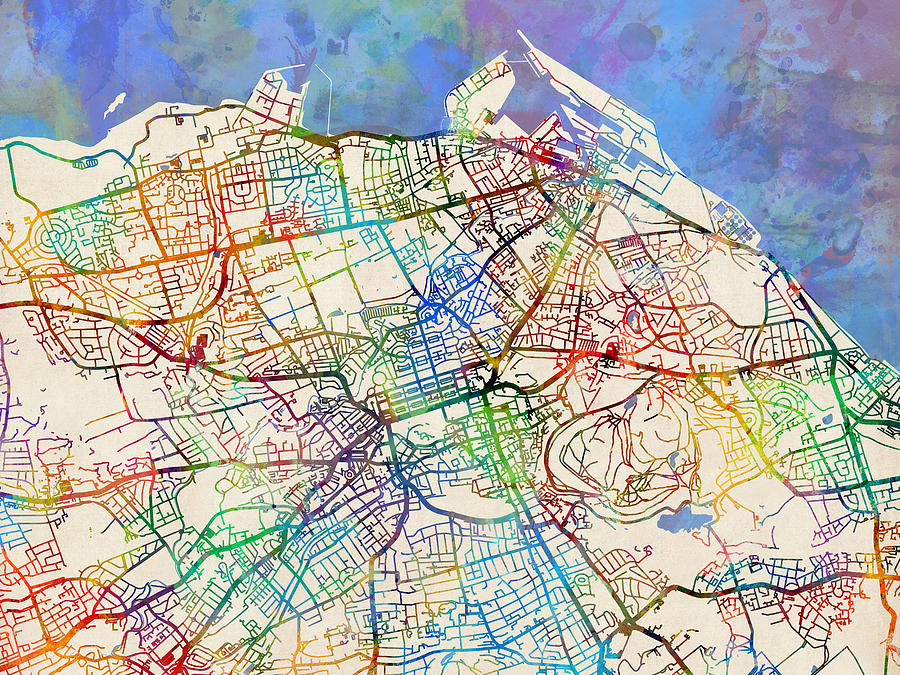 Edinburgh Street Map #6 Digital Art by Michael Tompsett