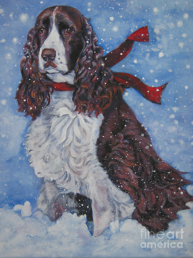 Christmas Painting - English Springer Spaniel #6 by Lee Ann Shepard
