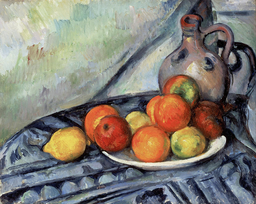 Apple Painting - Fruit and a Jug on a Table #6 by Paul Cezanne