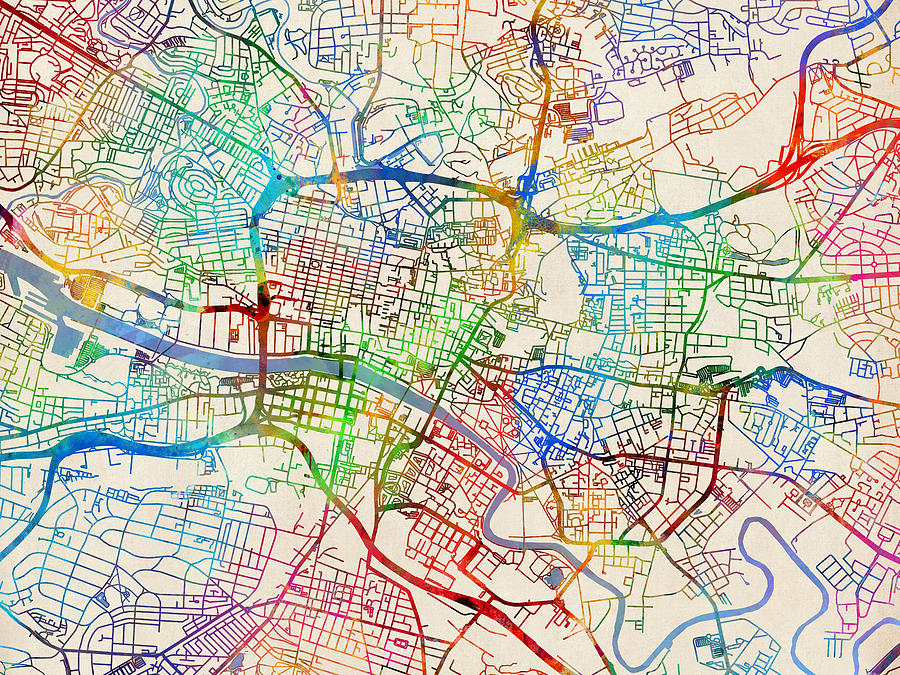 Glasgow Street Map #6 Digital Art by Michael Tompsett