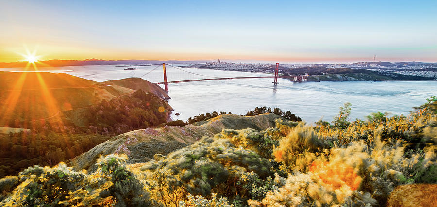 Golden Gate Bridge In San Francisco At Sunrise #6 Photograph by Alex Grichenko