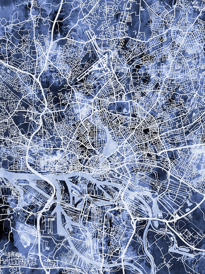 Hamburg Germany City Map #6 Digital Art by Michael Tompsett