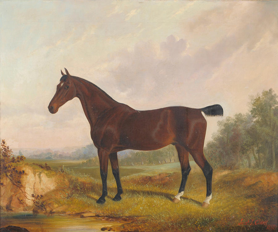 Horse standing beside a pond Painting by MotionAge Designs - Fine Art ...