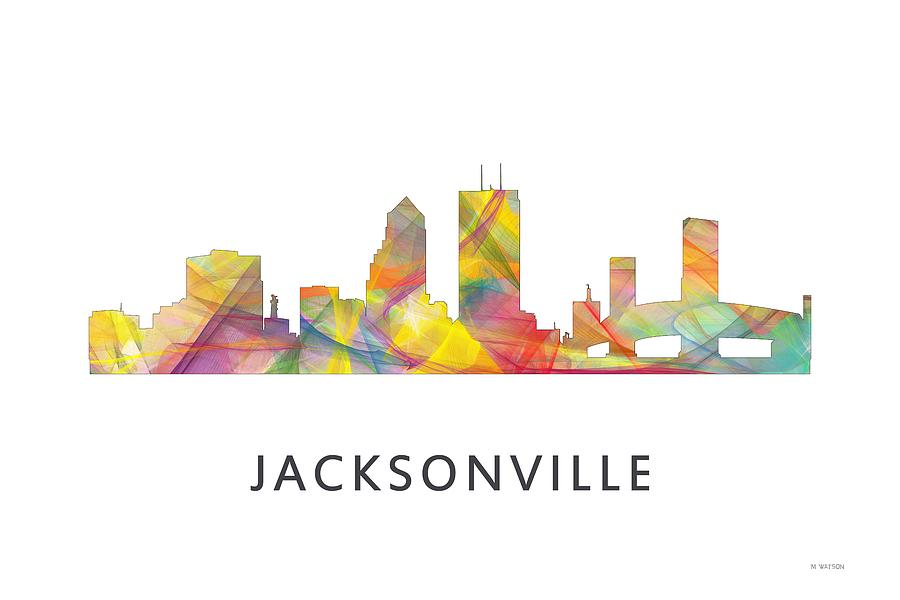Architecture Digital Art - Jacksonville Florida Skyline #6 by Marlene Watson