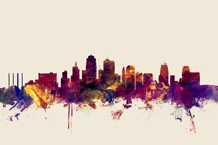 Kansas City Skyline #6 Digital Art by Michael Tompsett