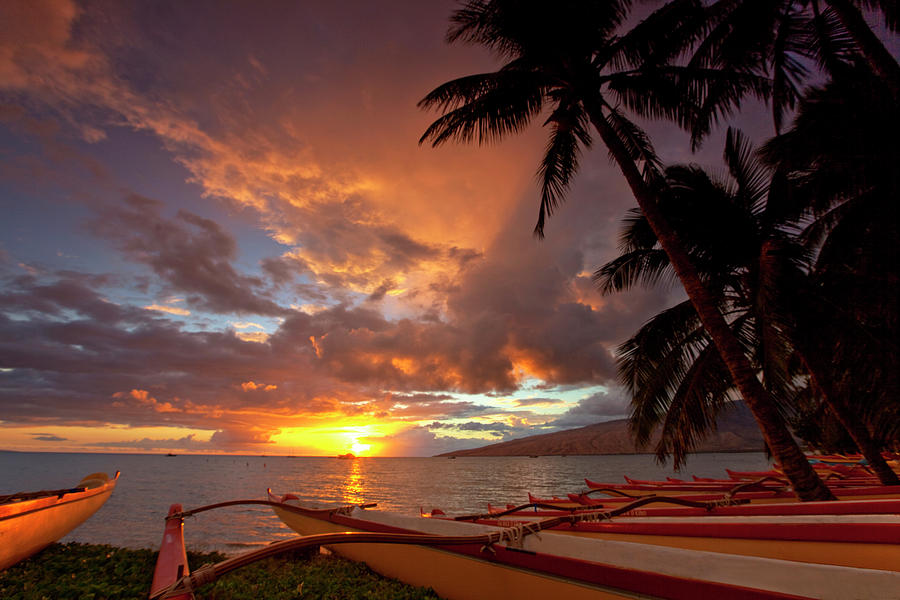 Kihei Canoes #6 Photograph by James Roemmling