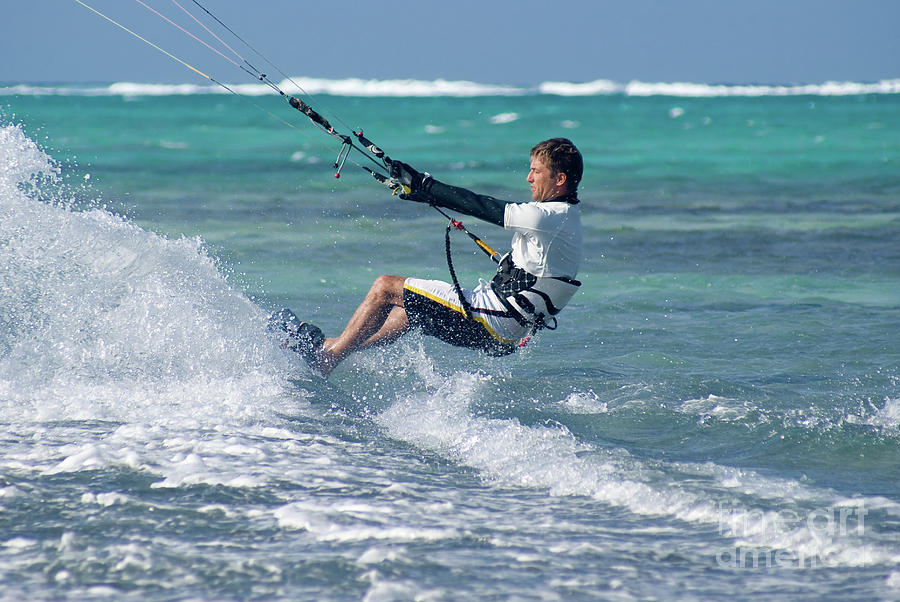 Kite surfing in Grand Cayman #6 Photograph by Anthony Totah