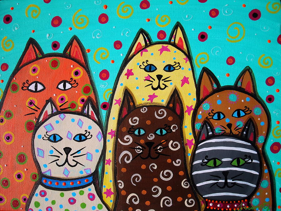 6 Kitties Painting by Pristine Cartera Turkus