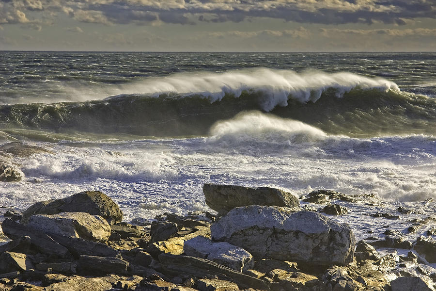 Large Waves Near Pemaquid Point On The Coast Of Maine #6 Photograph by Keith Webber Jr