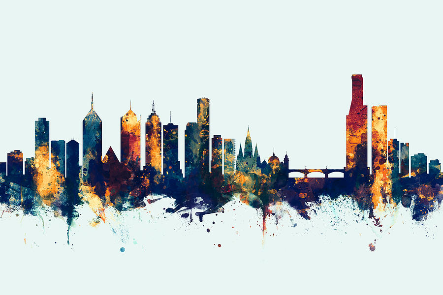 Melbourne Skyline #6 Digital Art by Michael Tompsett