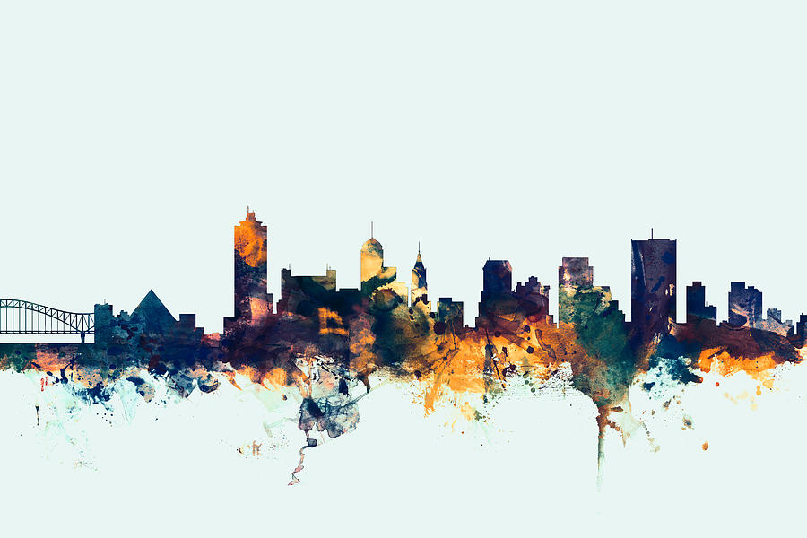 Memphis Tennessee Skyline #6 Digital Art by Michael Tompsett