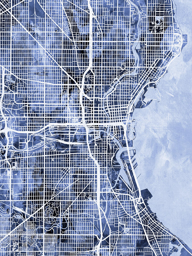 Milwaukee Wisconsin City Map #6 Digital Art by Michael Tompsett