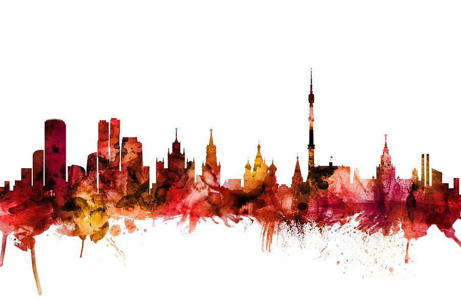 Moscow Digital Art - Moscow Russia Skyline #6 by Michael Tompsett