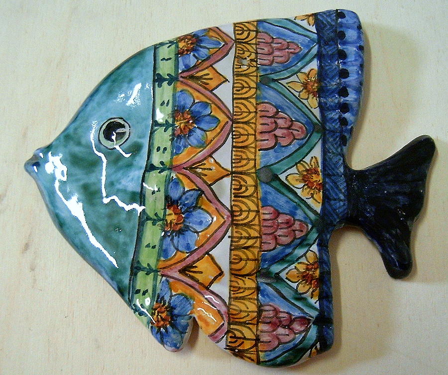 Mural Fish In Maiolica Ceramic Art By Maria Rosaria Dalessandro
