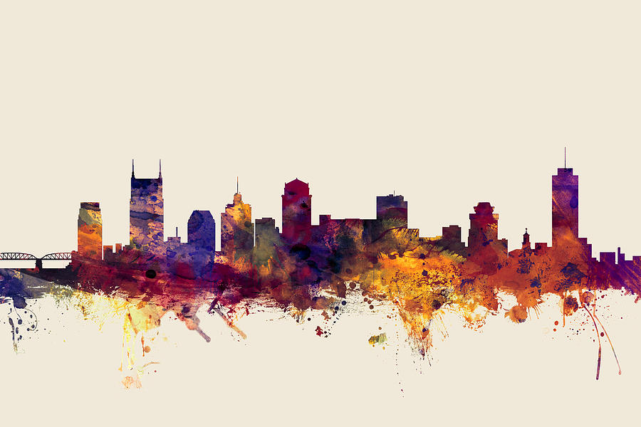 Nashville Tennessee Skyline #6 Digital Art by Michael Tompsett