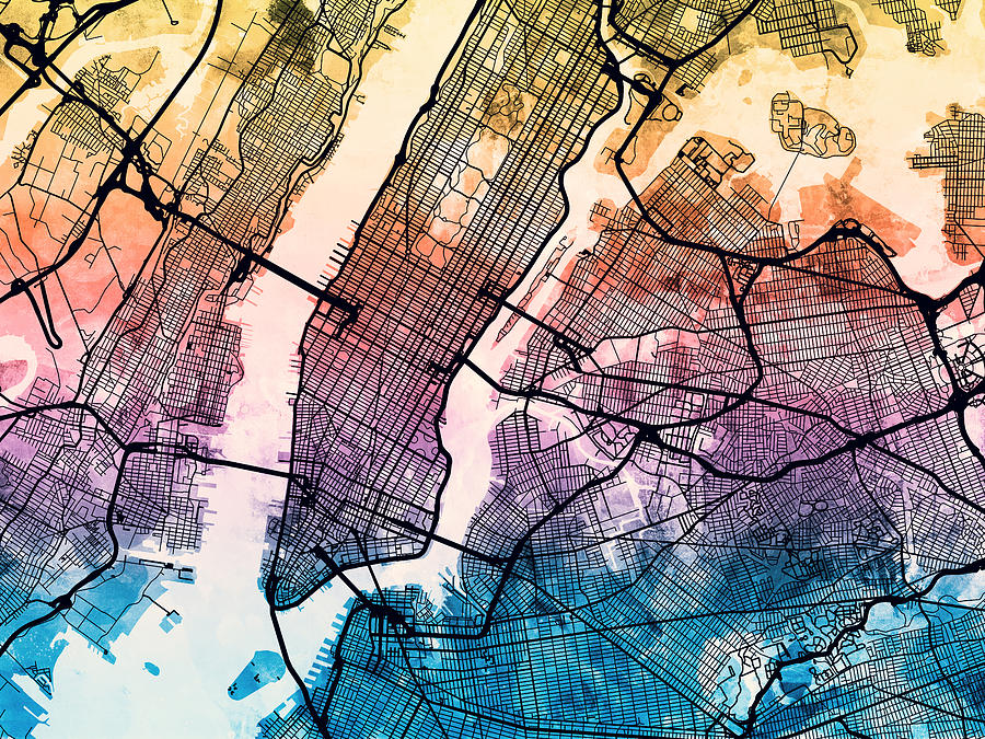 New York City Street Map #6 Digital Art by Michael Tompsett