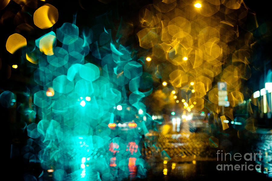 Night lights on a city Abstract #6 Photograph by Raimond Klavins