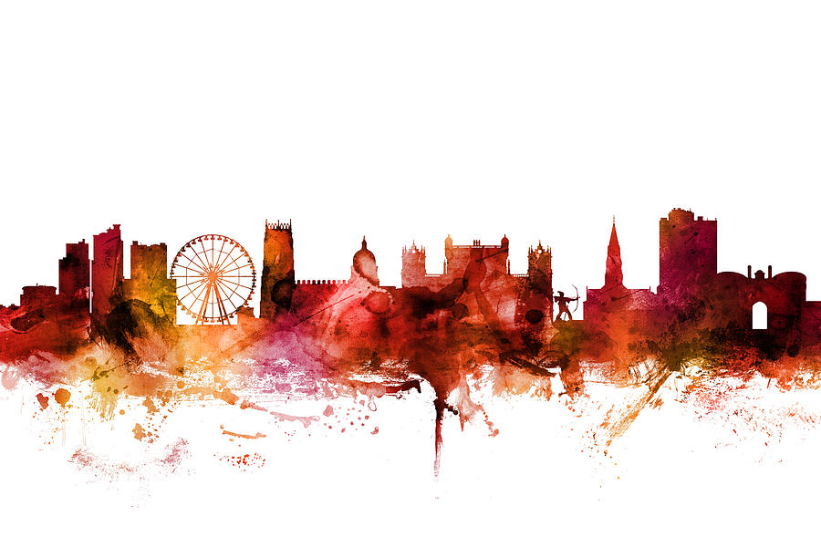 Nottingham England Skyline #6 Digital Art by Michael Tompsett