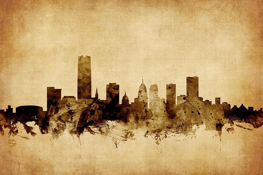 Oklahoma City Skyline #6 Digital Art by Michael Tompsett