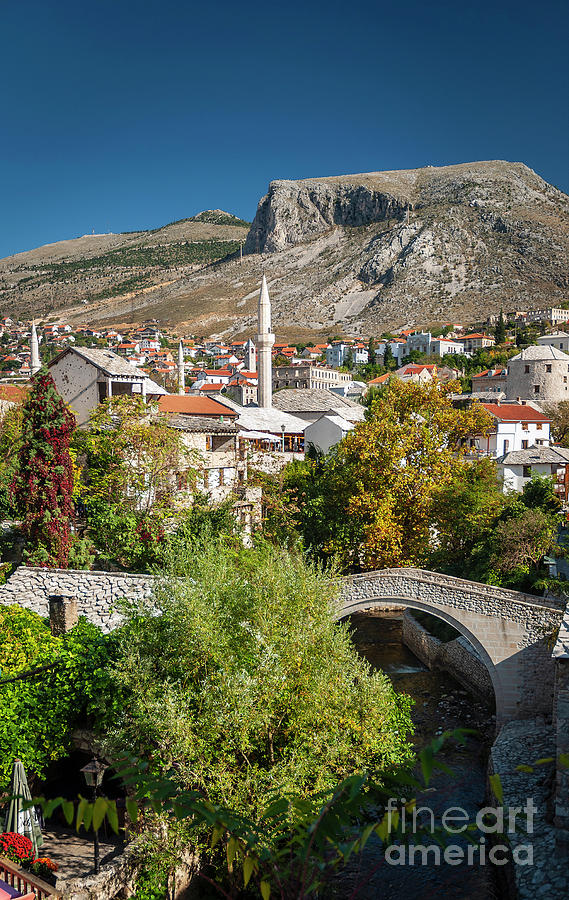 Old Town Houses And Mosque View In Mostar Bosnia #6 Photograph by JM Travel Photography