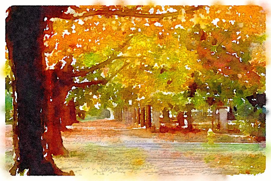 Autumn Comes To Rountree Mixed Media by John S Stewart