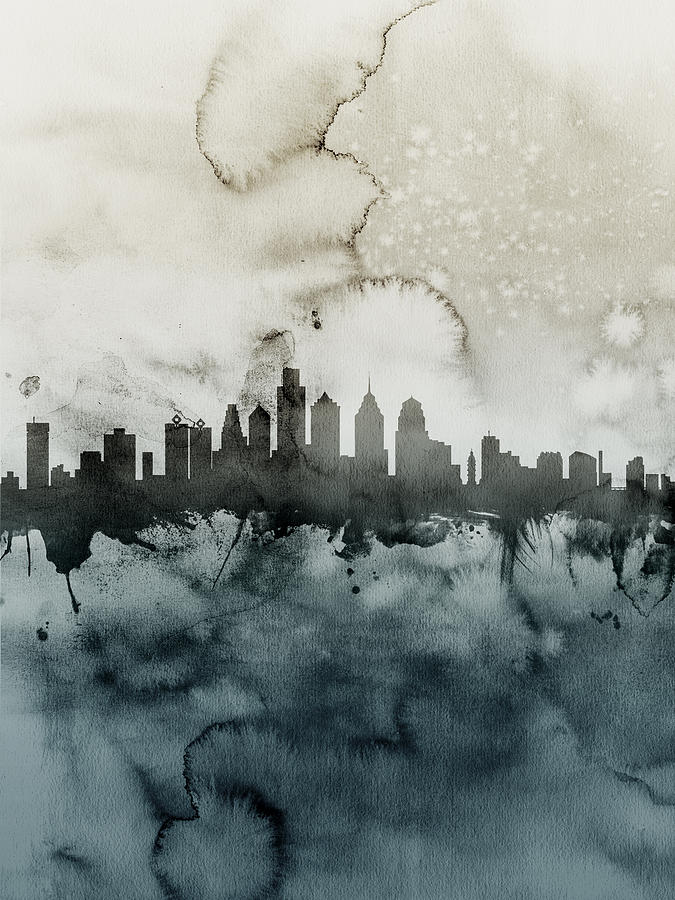 Philadelphia Pennsylvania Skyline #6 Digital Art by Michael Tompsett