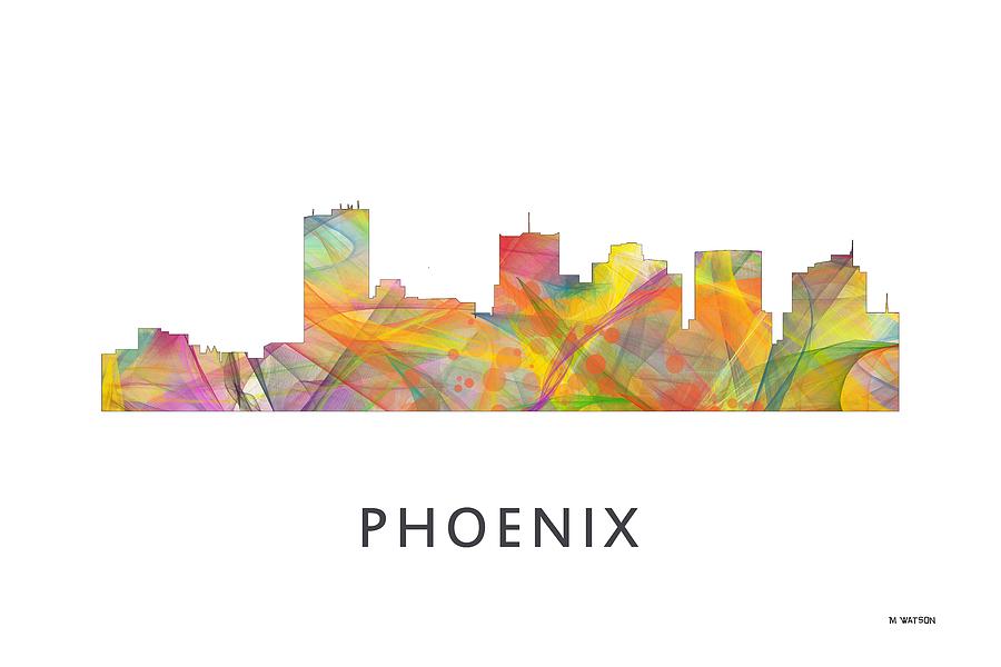 Architecture Digital Art - Phoenix Arizona Skyline #6 by Marlene Watson