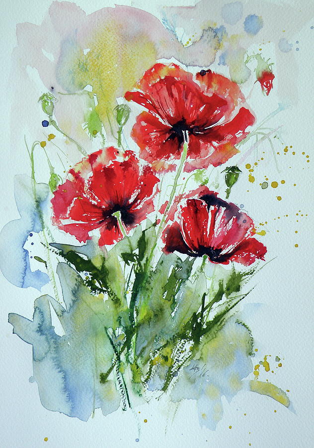Poppies #6 Painting by Kovacs Anna Brigitta