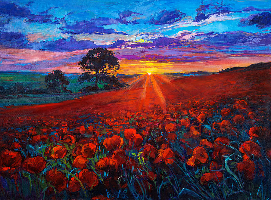 Impressionism Painting - Poppy fields  #6 by Boyan Dimitrov