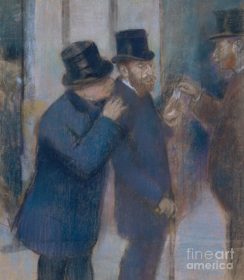 Portraits at the Stock Exchange Pastel by Edgar Degas