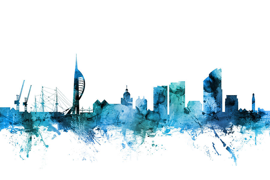 Portsmouth England Skyline #6 Digital Art by Michael Tompsett