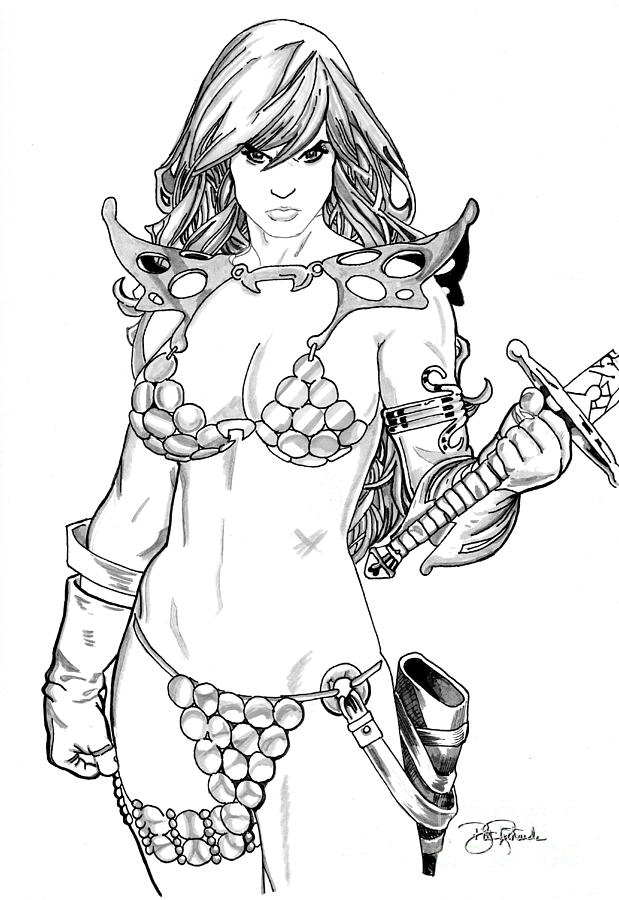 Red Sonja #6 Drawing by Bill Richards
