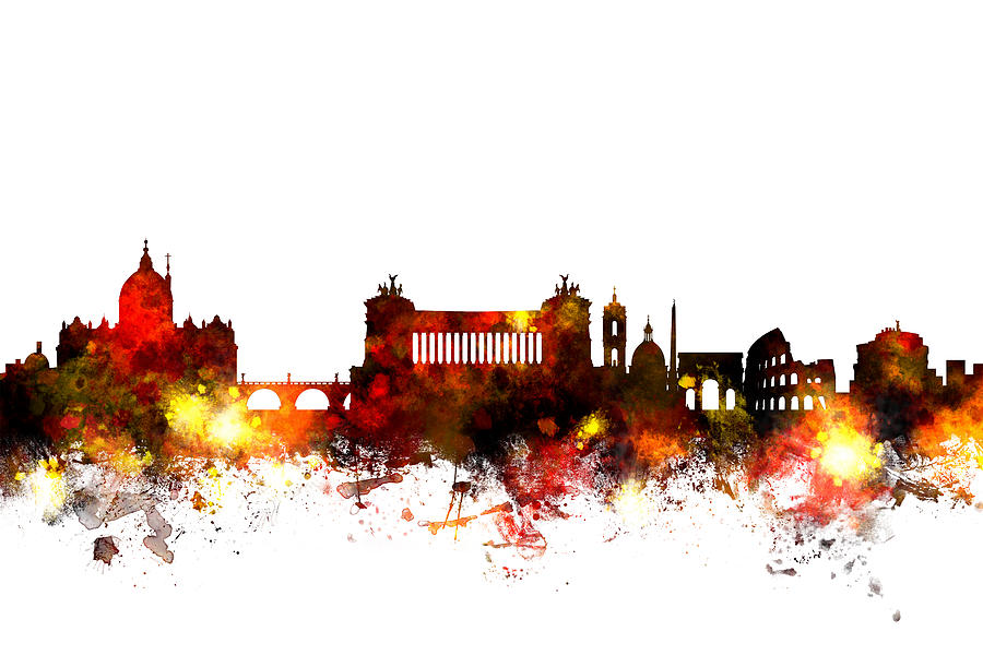 Skyline Digital Art - Rome Italy Skyline #6 by Michael Tompsett