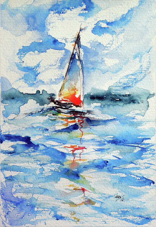 Sailboat #6 Painting by Kovacs Anna Brigitta